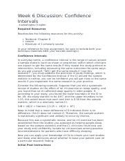 Mweek Discussion Docx Week Discussion Confidence Intervals