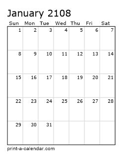 Excel Calendar 2108