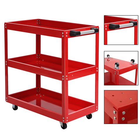 Tool Storage Heavy Duty Garage Trolley Workshop Diy Tier Wheel Cart