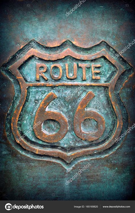 Old route 66 sign in bronze. — Stock Photo © StockPhotoAstur #165169820