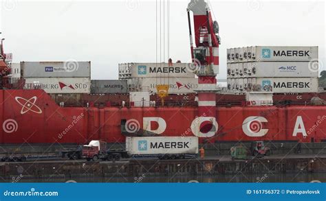 Crane Unloaded Container Cargo Ship Sevmorput Russian Nuclear Powered