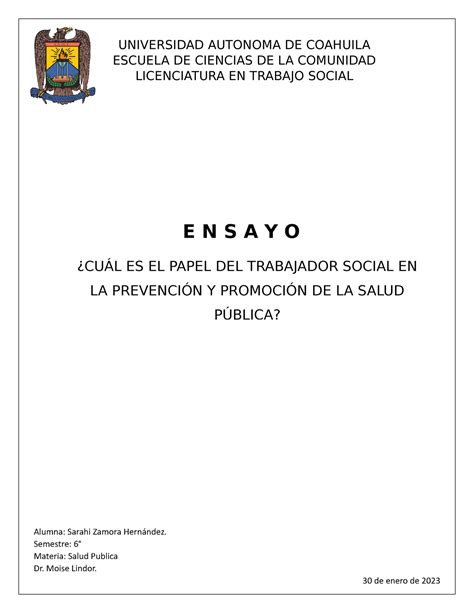 Cu L Es El Papel Del Trabajador Social En La Prevenci N Y Promoci N De