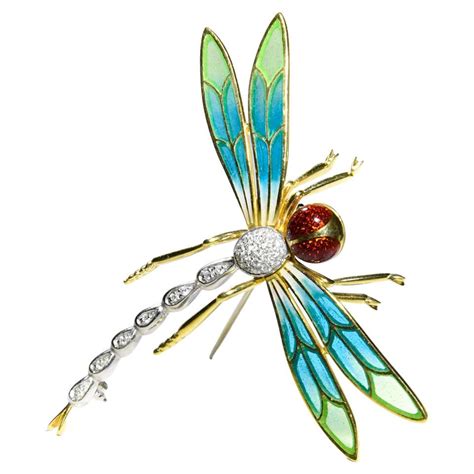 Italian Enamel Gold Dragonfly Brooch For Sale At 1stdibs Dragonfly Brooches