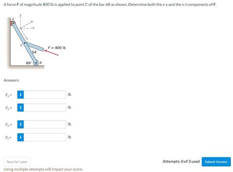 Solved A Force F Of Magnitude 800 Lb Is Applied To Point C Chegg