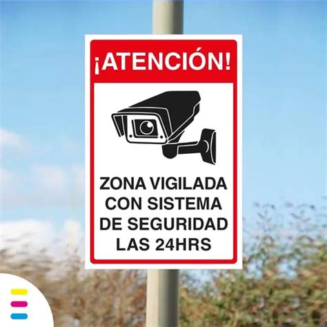 Señal Atención Zona Vigilada Con Cámaras 45x30cm Metálica Cuotas sin