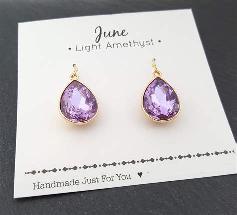 Amazon.com: June Birthstone Earrings - 14k Gold Filled Light Amethyst Crystal Teardrop Earrings ...