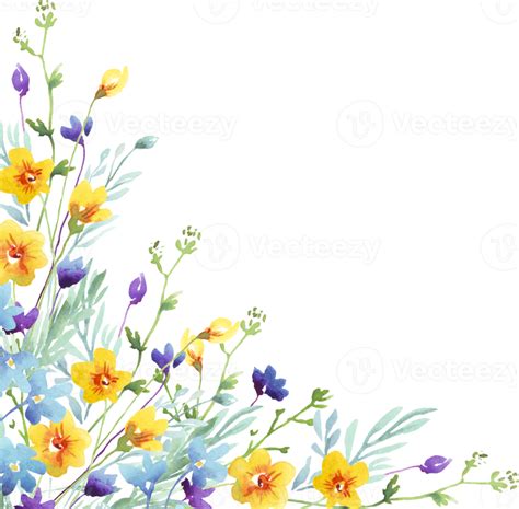 Wildflowers Frame Watercolor Clipart 21952851 Png