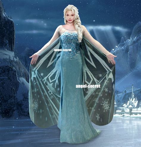 J737 Movies Frozen Snow Queen Elsa Cosplay Costume Deluxe Palace Level