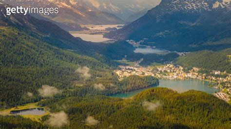 Dramatic Alpine Landscape Above St Moritz Engadine Muottas Muragl