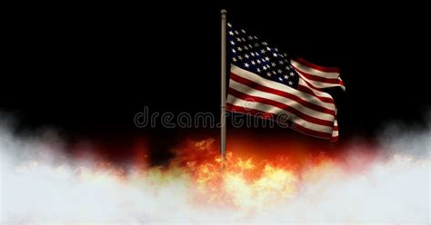 America Flag And Burning Fire Stock Illustration Illustration Of