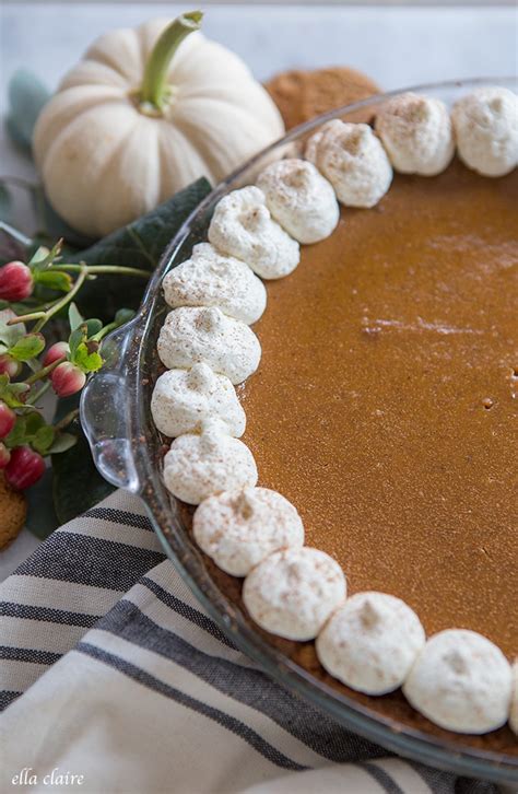 Pumpkin Custard Pie With Gingersnap Crust Ella Claire And Co