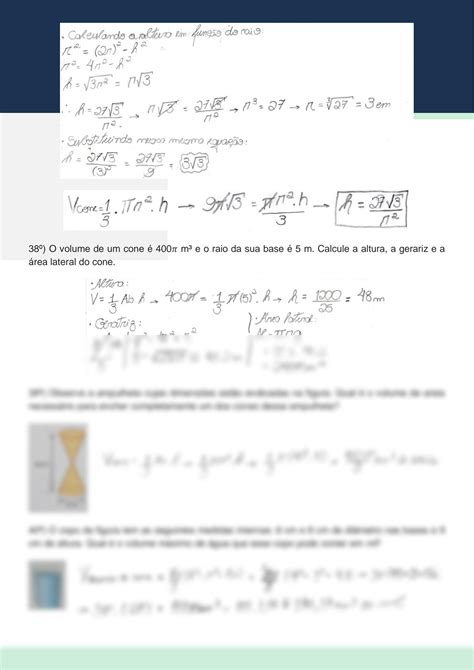 Solution Cones Esferas E Sequ Ncias Num Ricas Lista De Exerc Cios