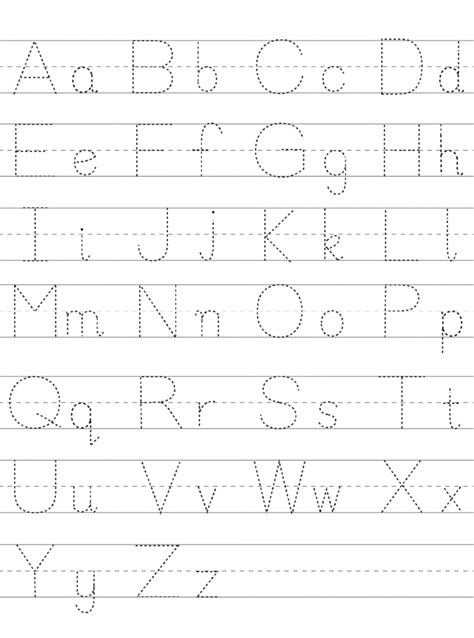 Traceable Alphabet Chart For Upper And Lower Case Worksheets