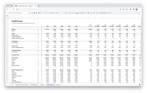 E Commerce Profit And Loss Statement Template Xsheets