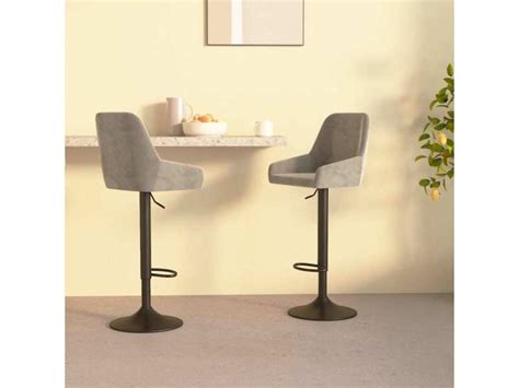 Vidaxl Tabourets De Bar Pcs Gris Clair Velours Conforama