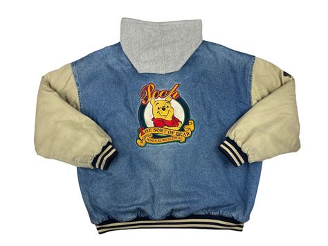 Vintage Winnie The Pooh Varsity Denim Jacket Jean Disney 90s Etsy