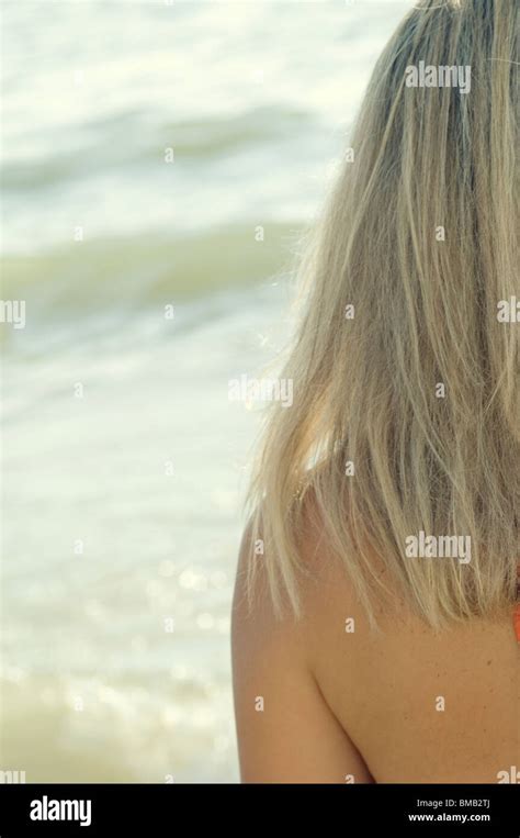 Rear View Closeup Of A Woman Standing By The Beach Beirut Lebanon