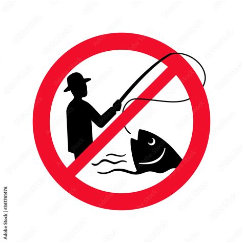 No Fishing Allowed Sign Prohibition Emblem With Crossed Out Fisherman