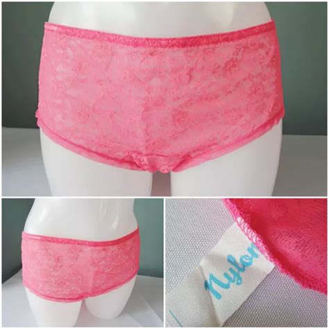 Vintage Knickers Panties 1960s Bikini Bright Pink Lace Nylon Ladies