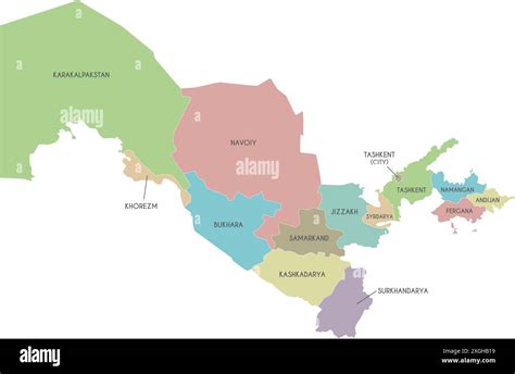 Vector Map Of Uzbekistan With Regions Or Territories And Administrative