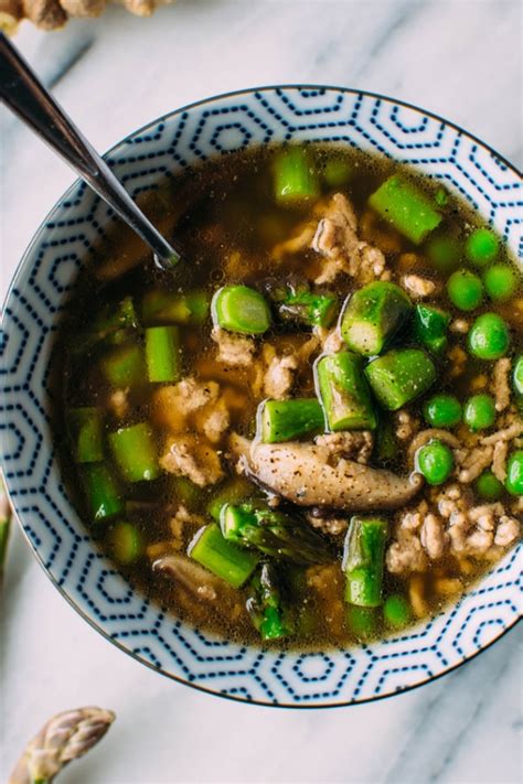 Gingered Pork Soup With Green Spring Vegetables And Szechuan Broth