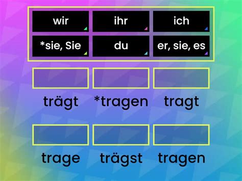 das verb tragen konjugation match