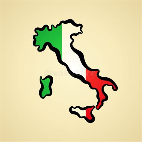 Mapa De Italia Coloreado Con La Bandera Ilustración del Vector