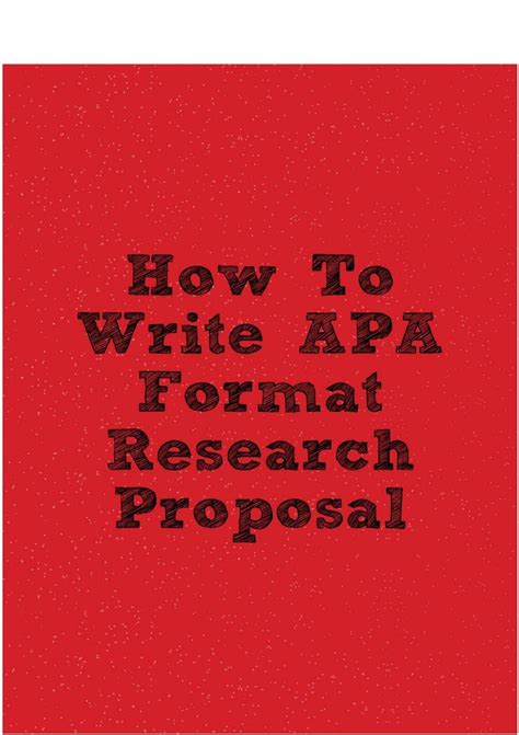 How To Write Apa Format Research Proposal