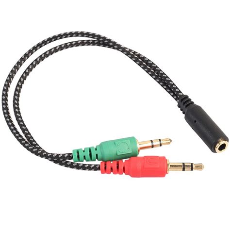 35mm 2 Male Plug To 1 Female Jack Audio Mic Headset Splitter Adapter