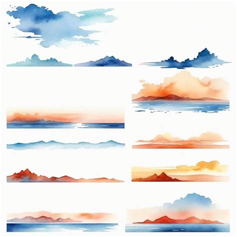 Horizon Vector Set White Background Isolated A High Quality Premium