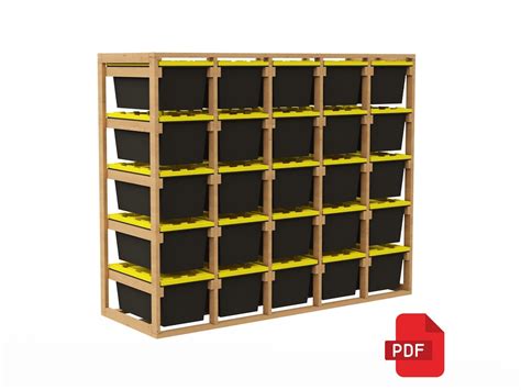 Storage Rack Plans, 40 Gallon Storage Build Plans 25 UNIT DIY Tote ...