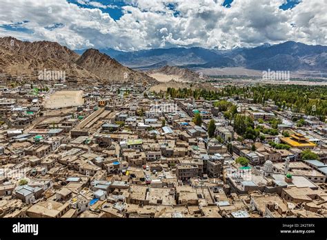 aerial view  leh stock photo alamy