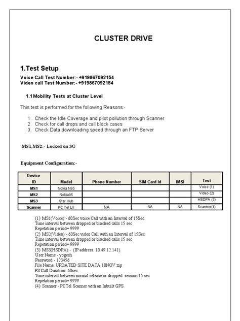cluster tests procedure  subscriber identity module
