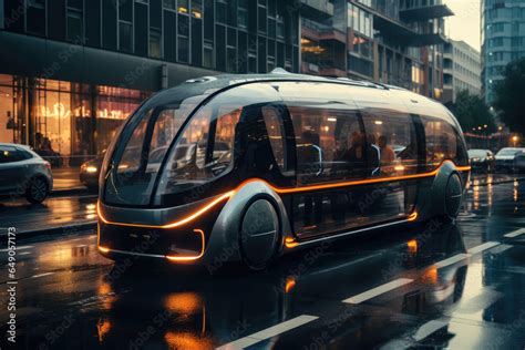A futuristic self-driving car navigating city streets, representing the ...