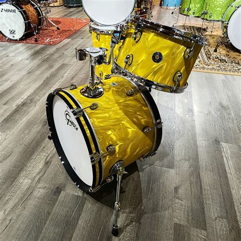 Used Gretsch Catalina Club 7pc Drum Set Yellow Satin Flame Dcp