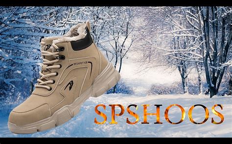 Spshoos Winter Sicherheitsschuhe Herren Damen Hoch Arbeitsschuhe Warm