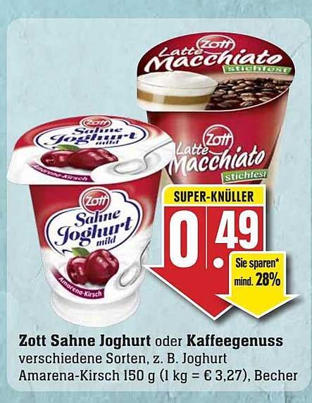 Zott Sahne Joghurt Oder Kaffeegenuss Angebot Bei Edeka