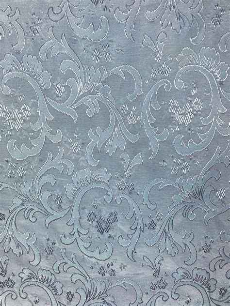 Ice Blue Gray Damask Swirl Leaf Design Upholstery Fabric 1 Yd Etsy