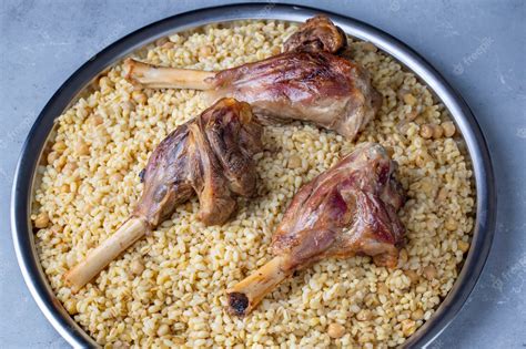 Premium Photo Turkish Foods Lamb Shank Tandoori On Bulgur Wheat Rice Turkish Name Bulgur