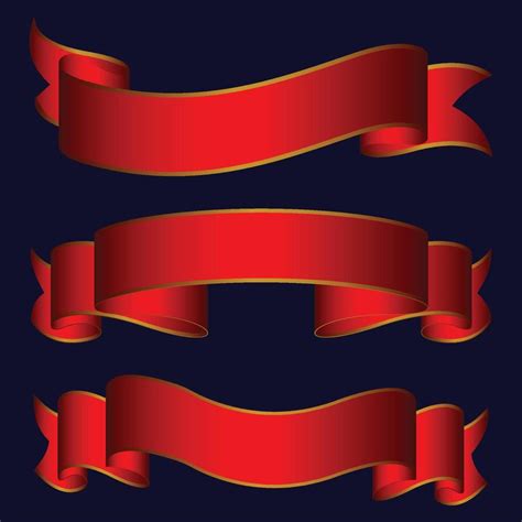 Elegant Gradient Red Ribbon Banner Set Vector Illustration 20229263