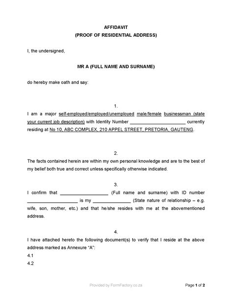 Proof Of Residency Letter Template Word