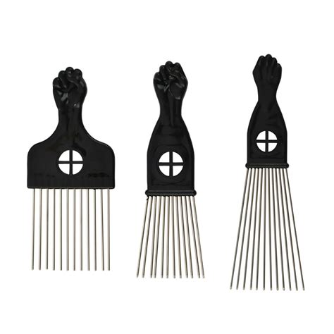 3 Pcs Metal Afro Comb Set Professional Hair Pick Combs Kit Practical