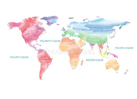 Aquarelle Artistique De Carte Du Monde Illustration De Vecteur