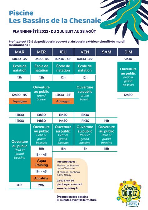 Planning Des Activit S Et Horaires D Ouverture