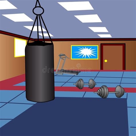 Boxing Training Room Boxing Training Flat Color Illustration Stock