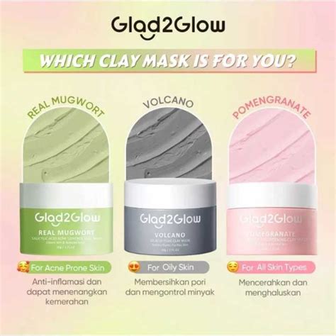 Glad2glow Pomegranate Niacinamide Brightening Clay Mask 30gr Volcano