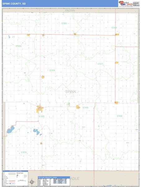 Spink County South Dakota Zip Code Wall Map