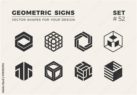 Set of eight minimalistic trendy shapes. Stylish vector logo emblems ...