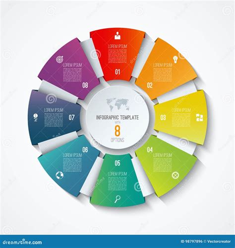 Circle Infographic Template Process Wheel Vector Pie Chart Stock