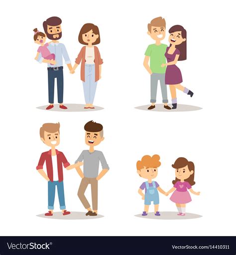 People happy couple cartoon relationship Vector Image